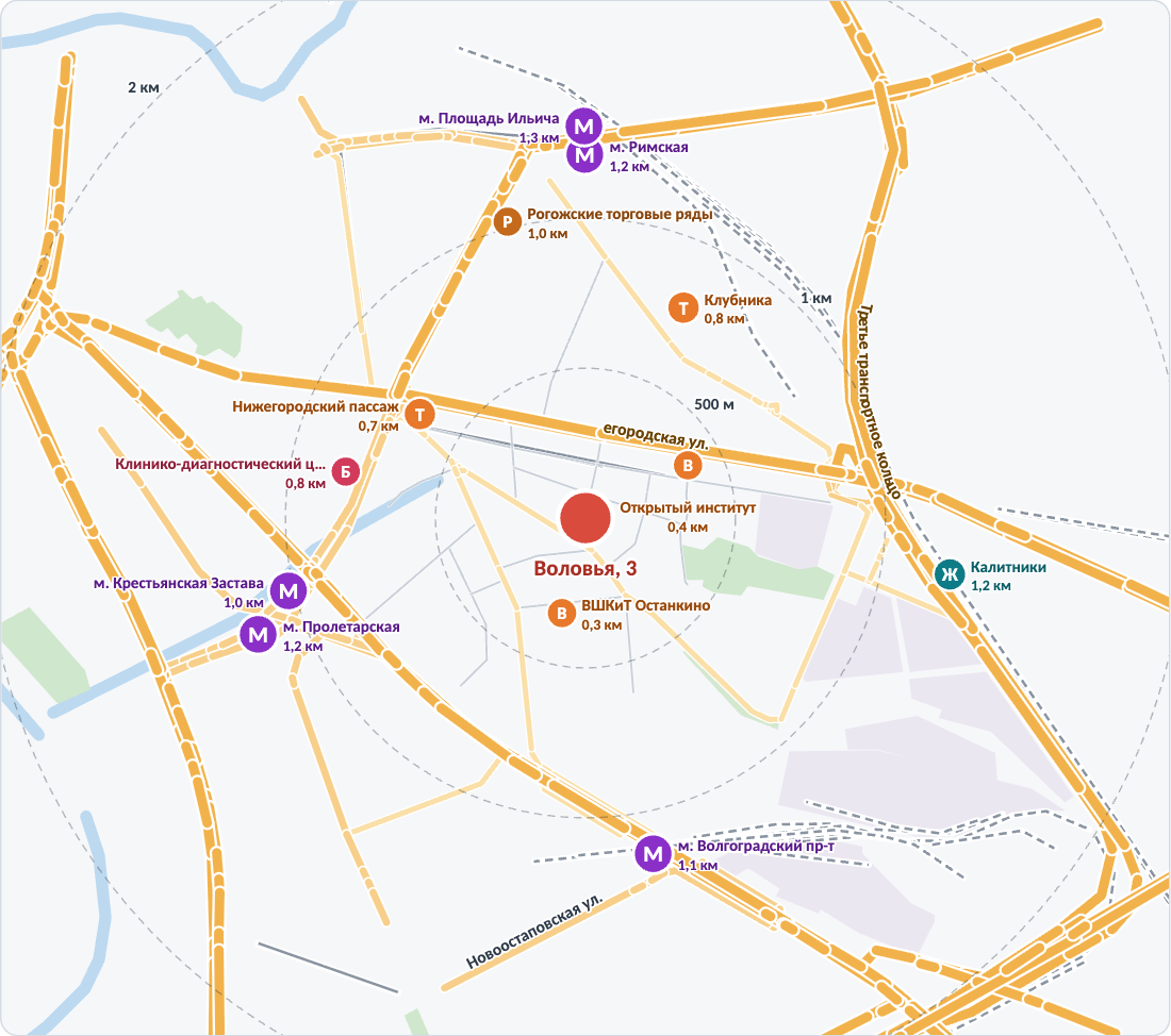 Схема в радиусе 2 км, Воловья, 3