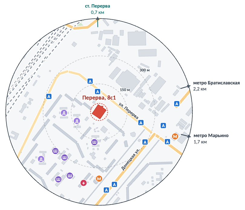 Схема в радиусе 500 м, Перерва, 8с1